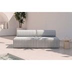 Canapé 3 Places Modulable - Tissu Extérieur À Rayures - Blanc Et Gris