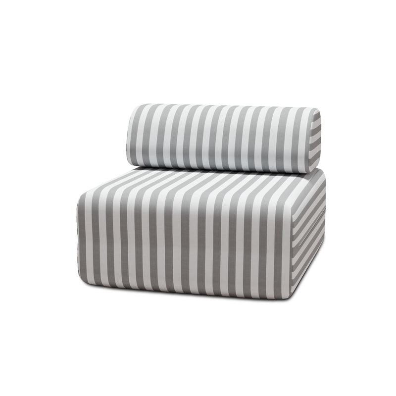 Fauteuil Modulable - Tissu Extérieur À Rayures, Blanc Et Gris
