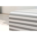 Pouf Modulable - Tissu Extérieur À Rayures, Blanc Et Gris