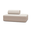 Canapé 2 Places Modulable - Tissu Extérieur À Rayures, Blanc Et Beige