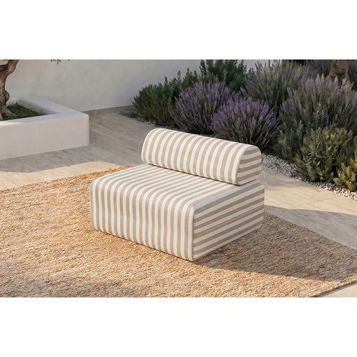 Sillón Modular - Tela Exterior Rayas, Blanco y Beige