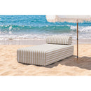 Méridienne Modulable - Tissu Extérieur À Rayures, Blanc Et Beige