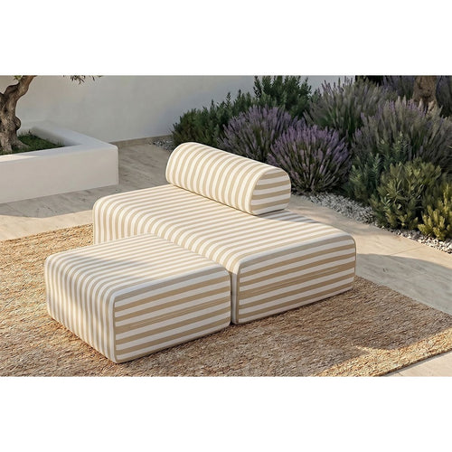 Puf Modular - Tela Exterior Rayas, Blanco y Beige