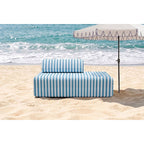 Sofá 2 Plazas Modular - Tejido Exterior A Rayas - Blanco Y Azul