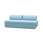 Canapé 3 Places Modulable - Tissu Extérieur À Rayures - Blanc Et Bleu