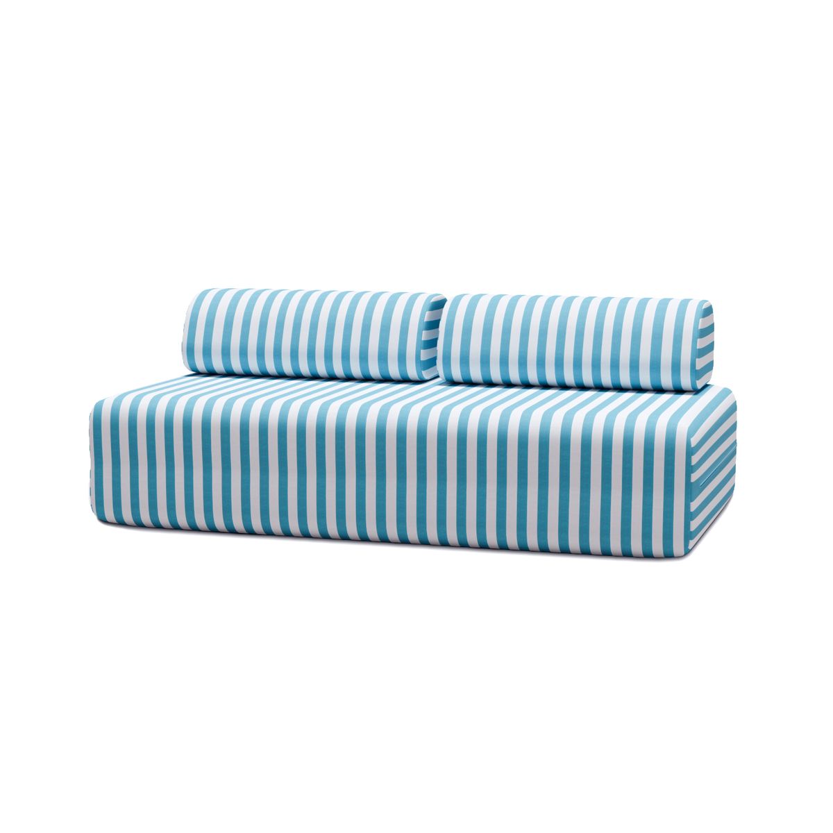Canapé 3 Places Modulable - Tissu Extérieur À Rayures - Blanc Et Bleu