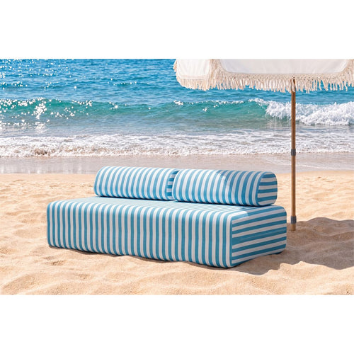Sofá Modular de 3 Plazas - Tela Exterior Rayas, Blanco y Azul