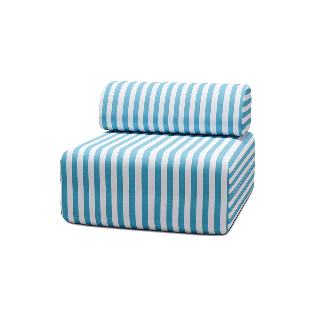 Fauteuil Modulable - Tissu Extérieur À Rayures - Blanc Et Bleu