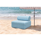 Fauteuil Modulable - Tissu Extérieur À Rayures - Blanc Et Bleu