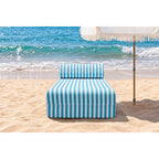 Tumbona Modular - Tela Exterior a Rayas - Blanco y Azul