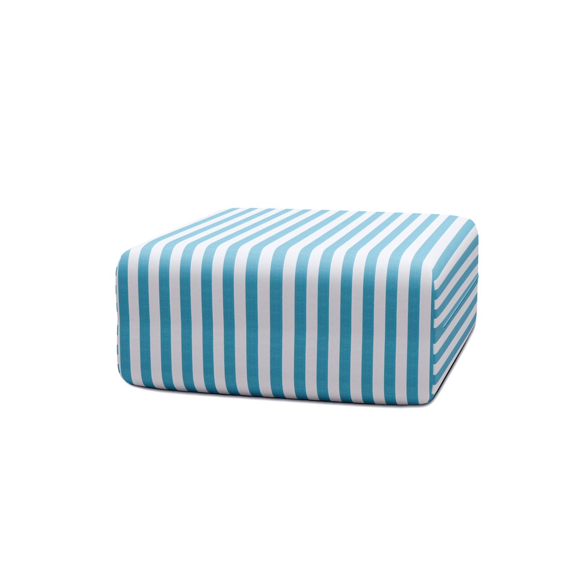 Pouf Modulable - Tissu Extérieur À Rayures - Blanc Et Bleu