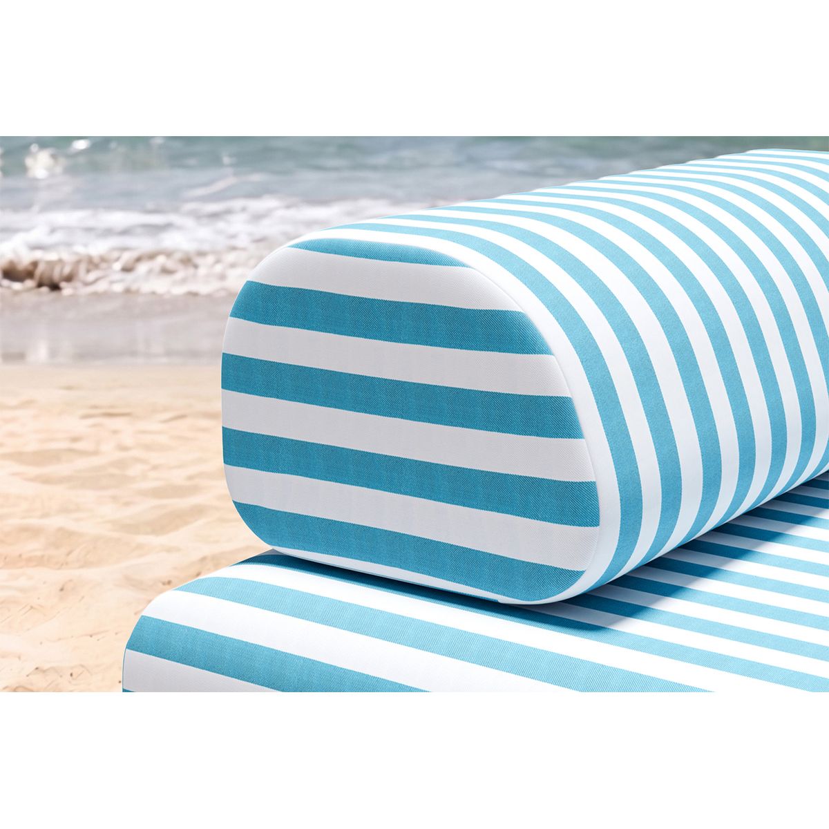 Méridienne Modulable - Tissu Extérieur À Rayures - Blanc Et Bleu