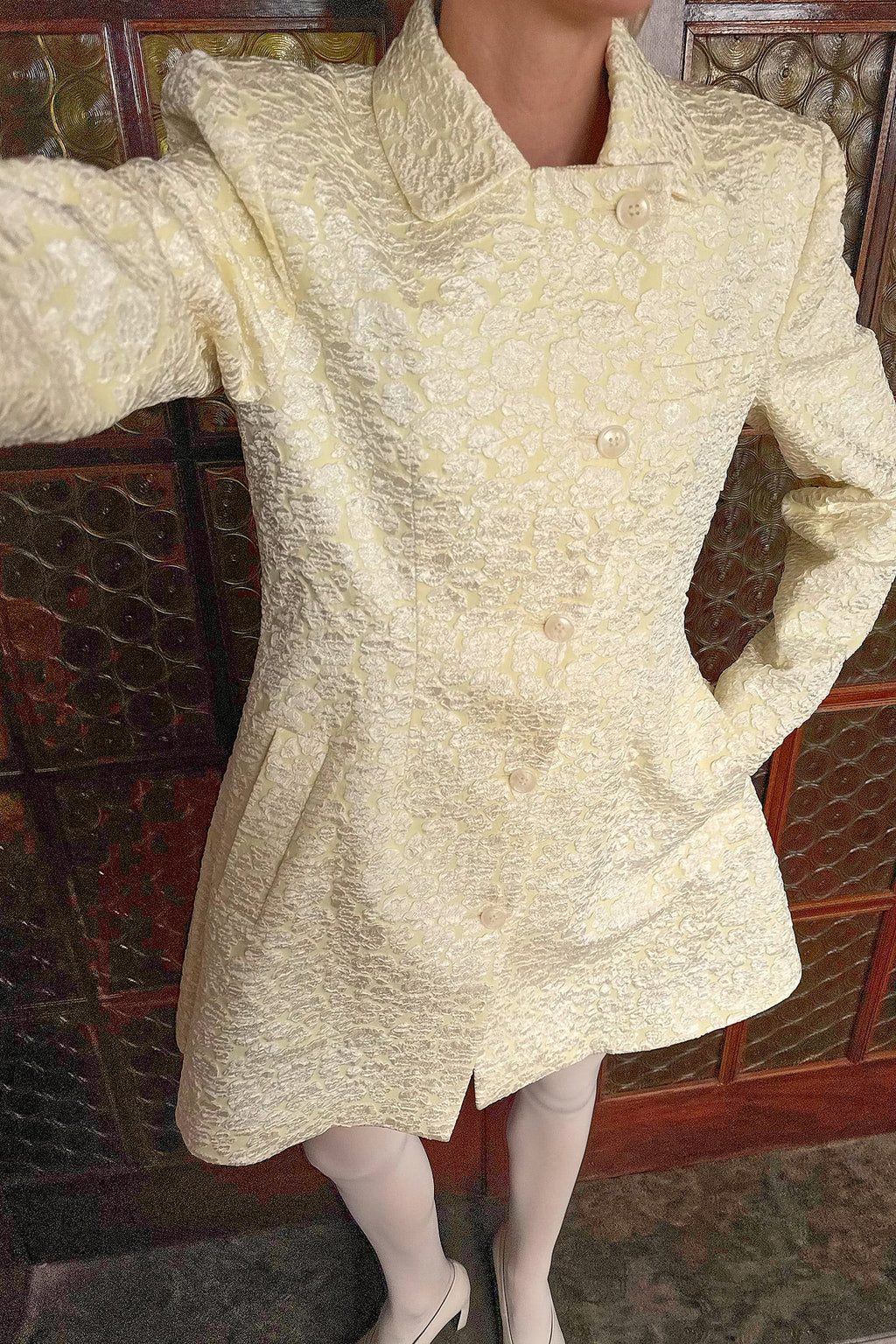 Robe Courte Trapèze Structurée Jaune