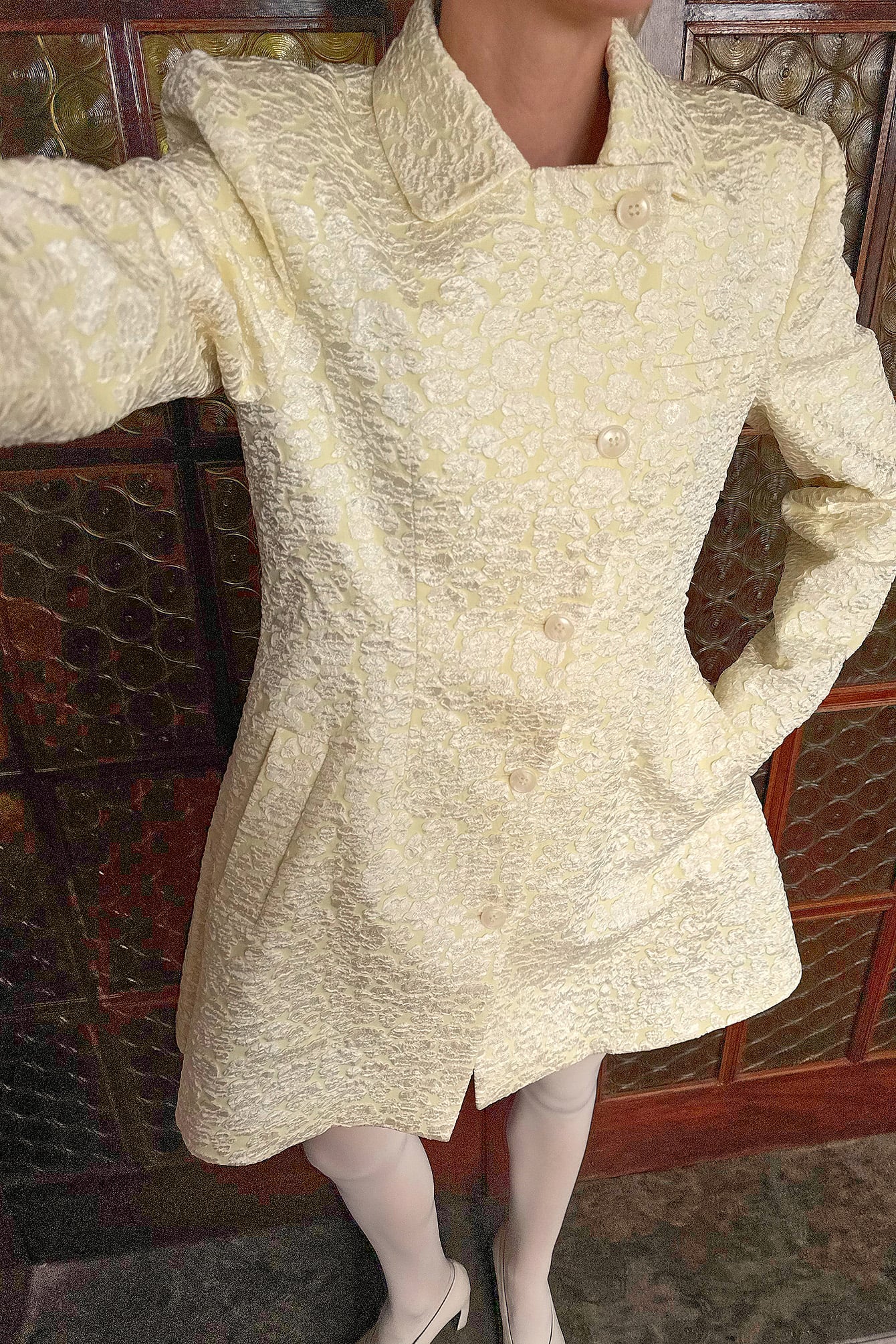Robe Courte Trapèze Structurée Jaune