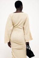 Robe Longue Structurée Avec Cordons De Serrage Beige
