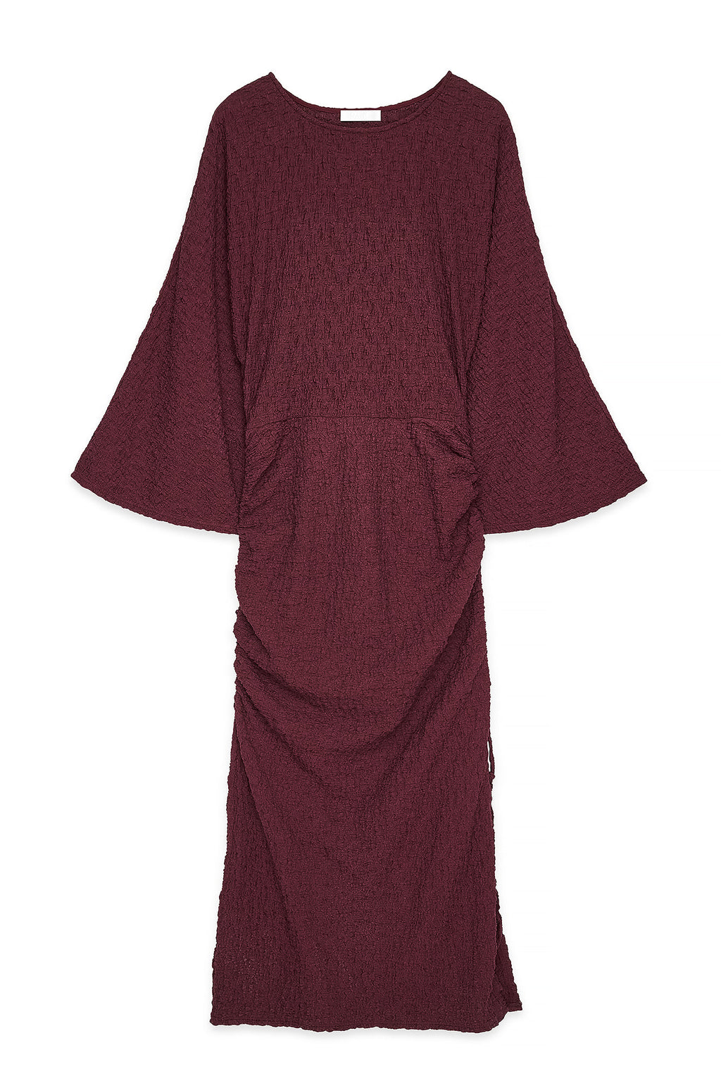 Vestido Largo Estructurado Con Cordones Burdeos