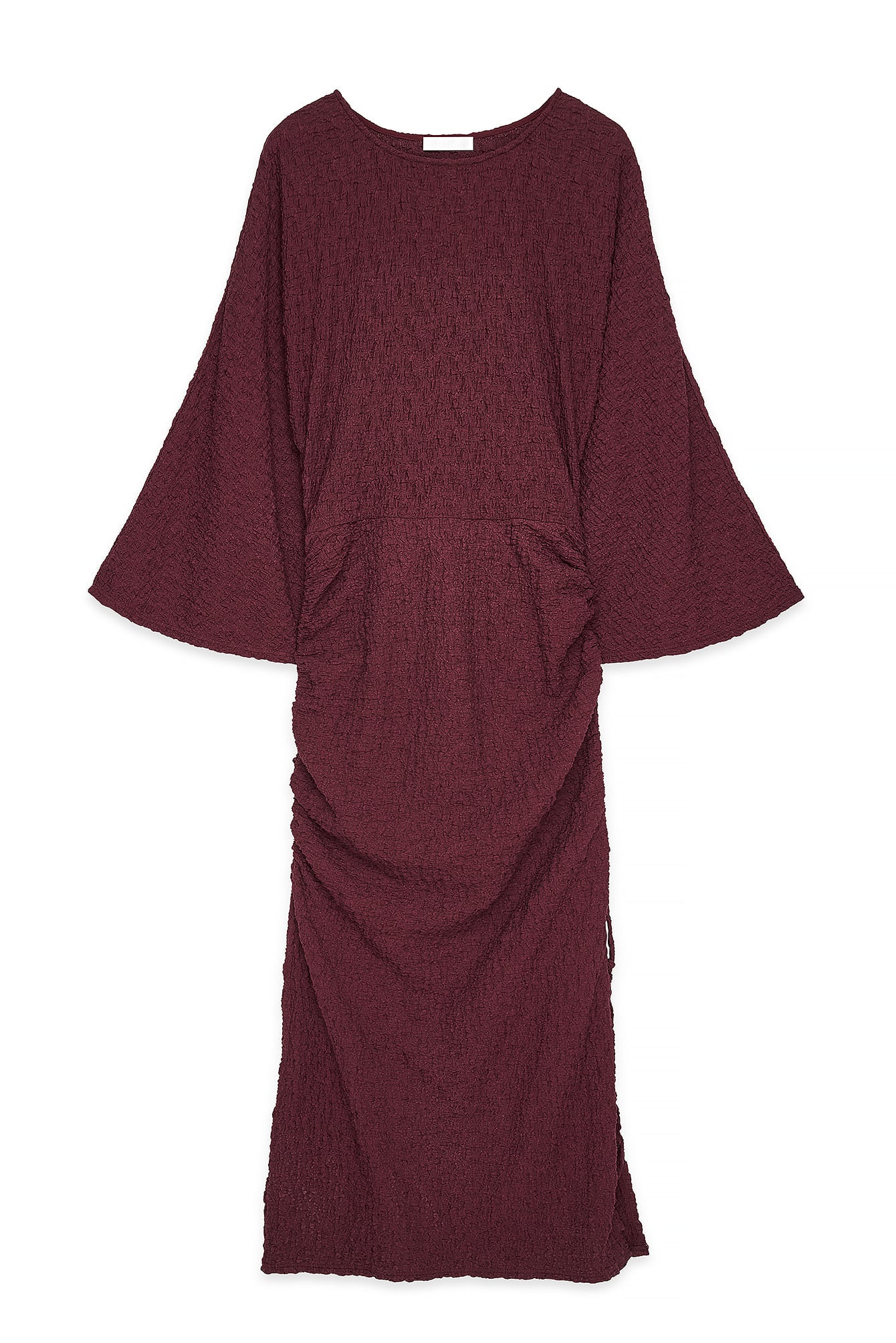 Vestido Largo Estructurado Con Cordones Burdeos