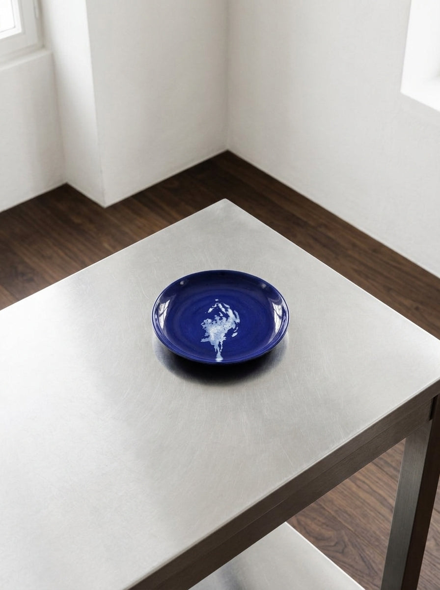 Feast - Set di 4 piatti - XS - Grès - Blu scuro e bianco