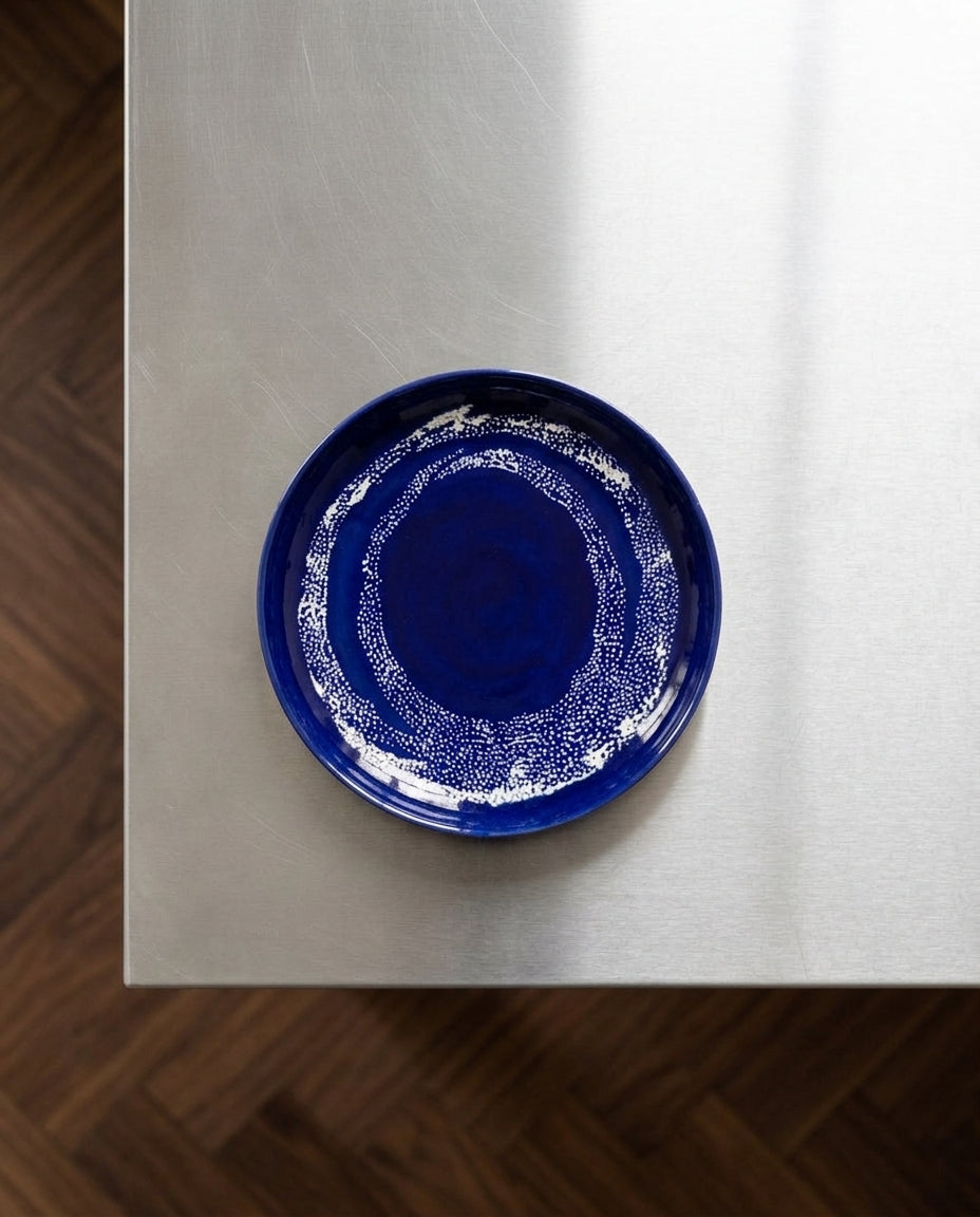 Feast - Set Da 2 Piatti - S - Gres - Blu Scuro Dots Bianco