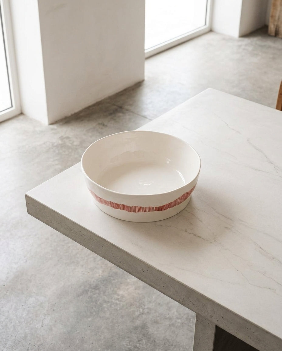 Feast - Insalatiera - Gres - Bianco Stripes Rosso