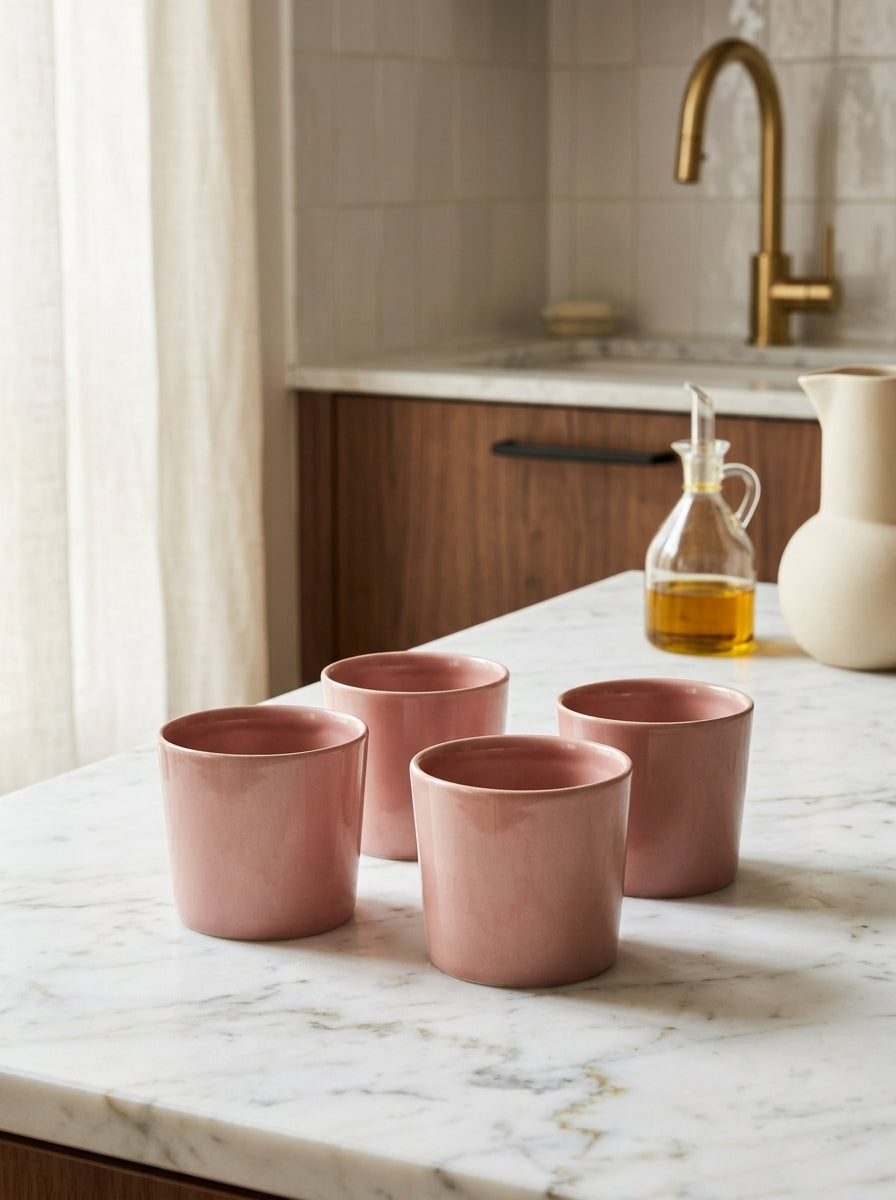Feast - Lot De 4 Tasses À Expresso - Grès - Rose