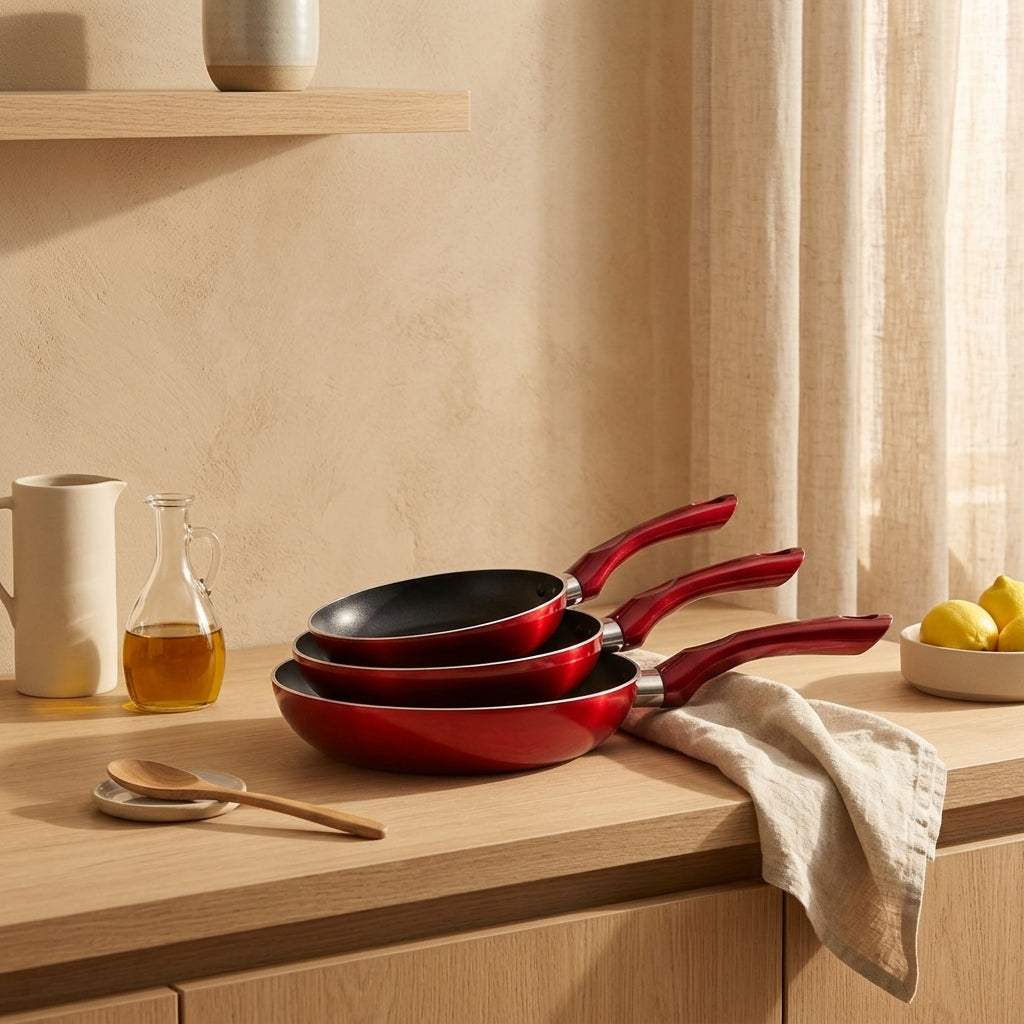 Cerise - Set Van 3 Koekenpannen - Aluminium - 20/24/28 cm