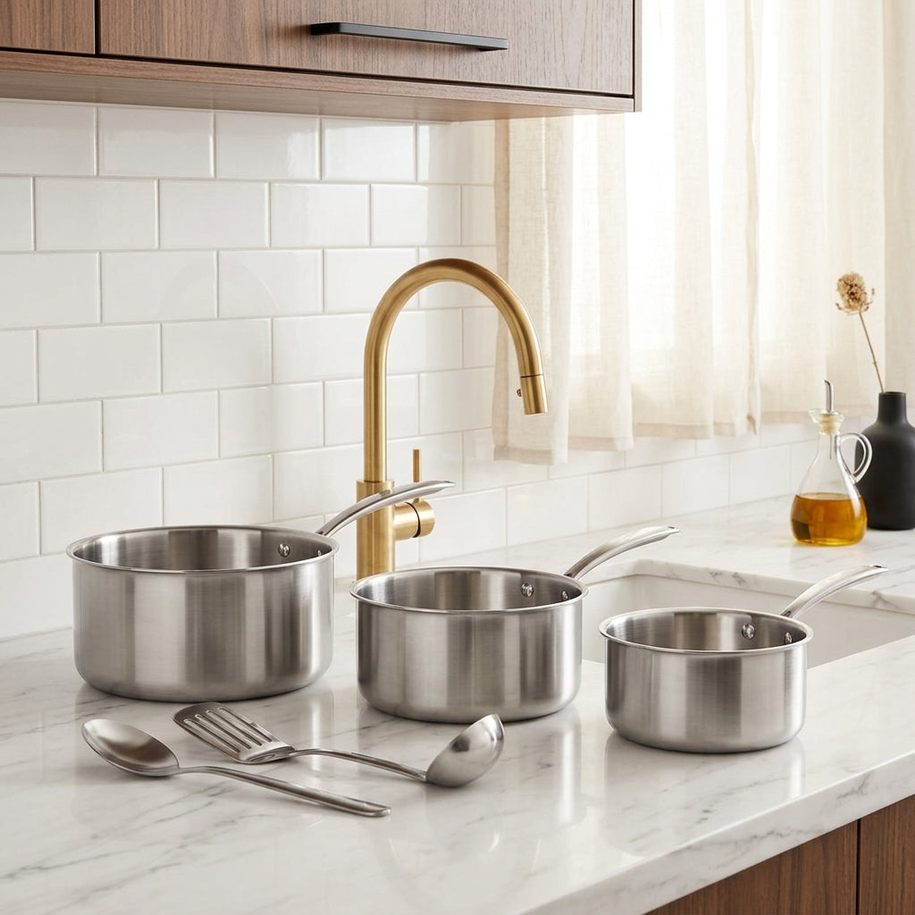 Triply - Set De 3 Casseroles - Acier Inoxydable Triple Couche - 16/18/20 Cm 🇫🇷