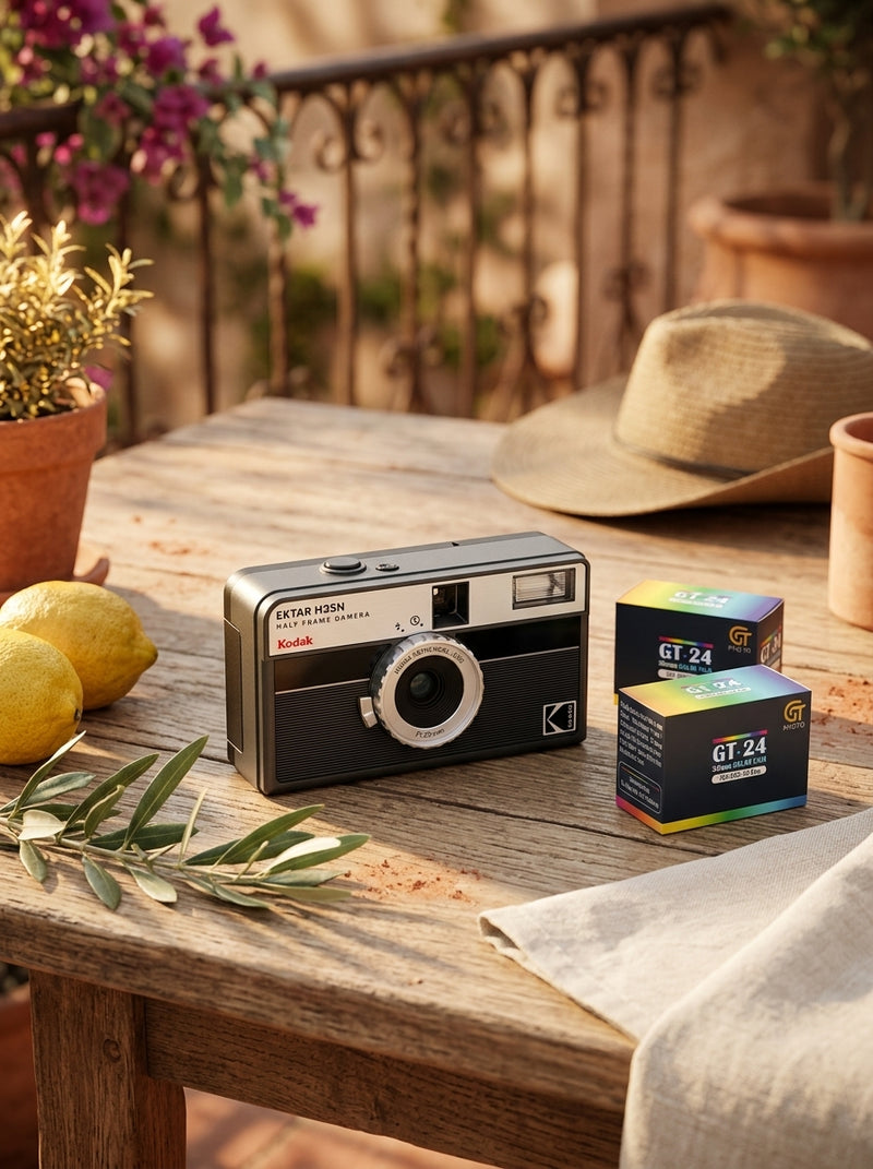 Film Camera - EKTAR H35N - Black Striped - 2 Color Films Free - Kodak