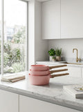 Set of 3 Saucepans 16/18/20cm - Forged Aluminum - Ceramic Coating - Pink