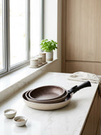 Set of 3 Frying Pans 20/24/28cm - Aluminum - Non-Stick - Cream