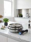 Set of 3 Frying Pans 20/24/26cm - Stainless Steel - Stainless steel