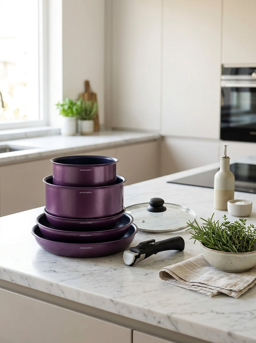 Battery 7 Pieces - Aluminum - Non-Stick - Purple