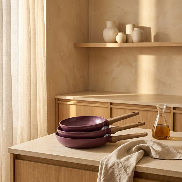 Set Of 3 Frying Pans 20-24-28Cm - Bordeaux