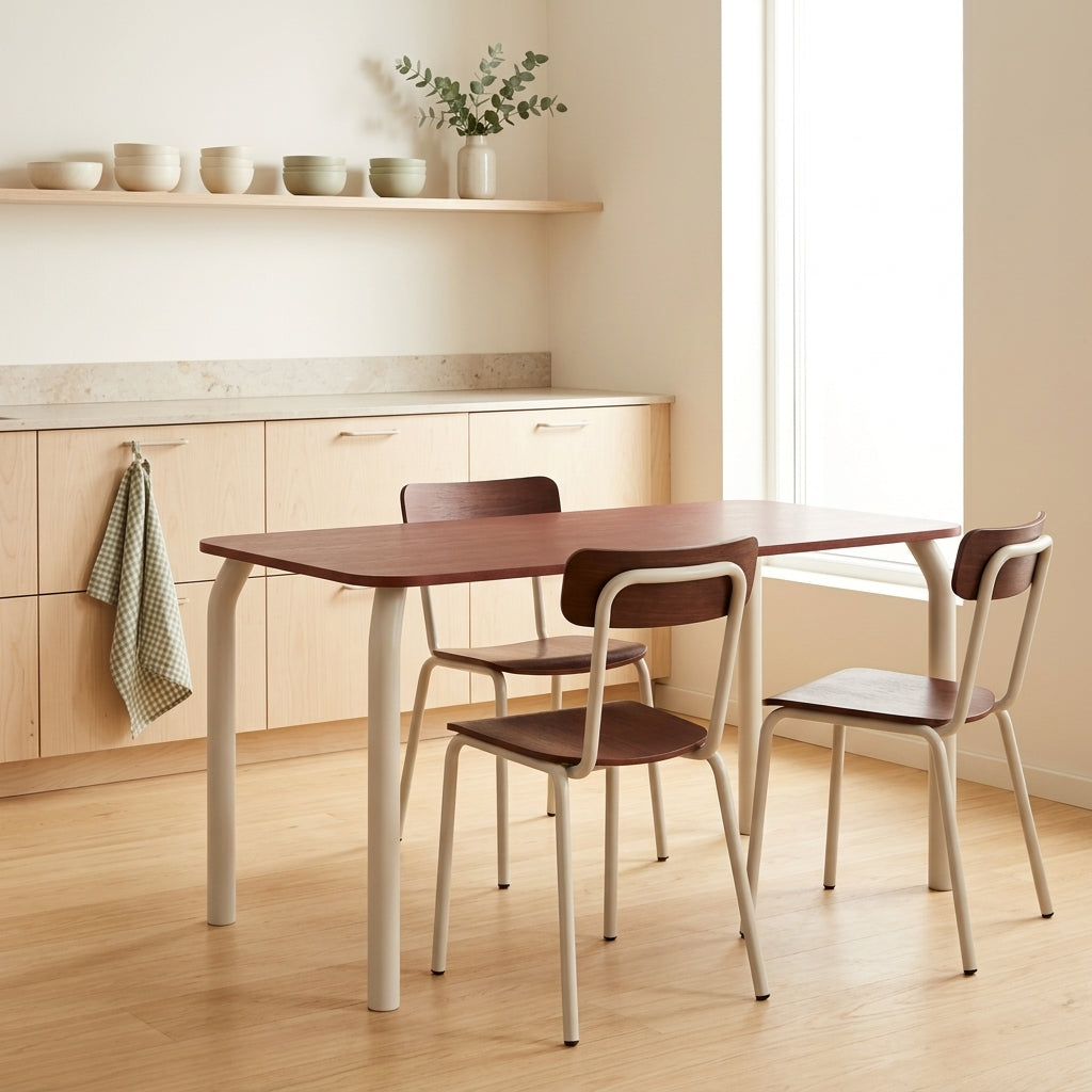 Meko Table - Large - Auburn Red Top/Piazza Beige Legs