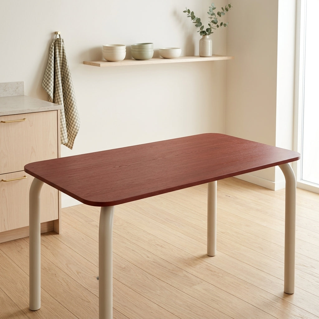 Meko Table - Large - Auburn Red Top/Piazza Beige Legs