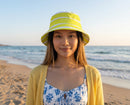 Clementina Italy F-SE-01 Yellow Striped Bob Hat. Beach, sun, barefoot luxury.