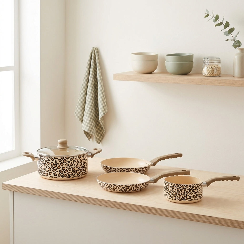 Léopard - Set De 5 Pièces - Aluminium Induction - Marron