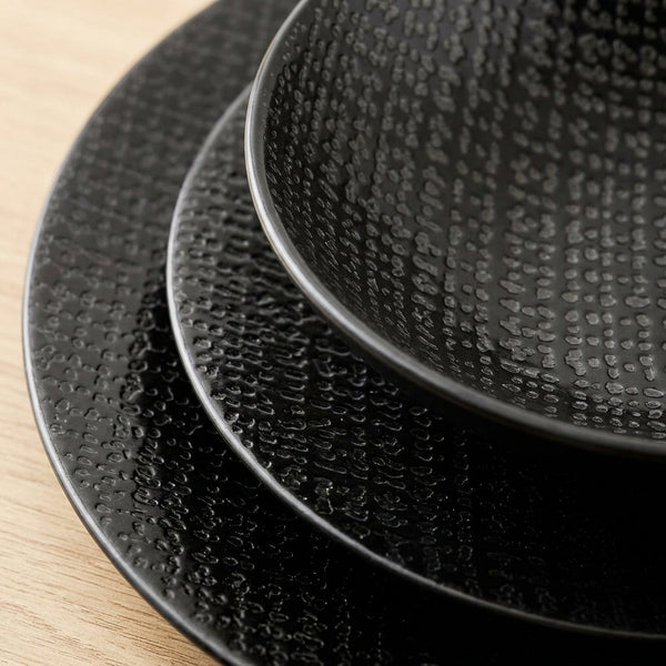 Tweed Noir - 18-Piece Dinner Set - Stoneware - Black