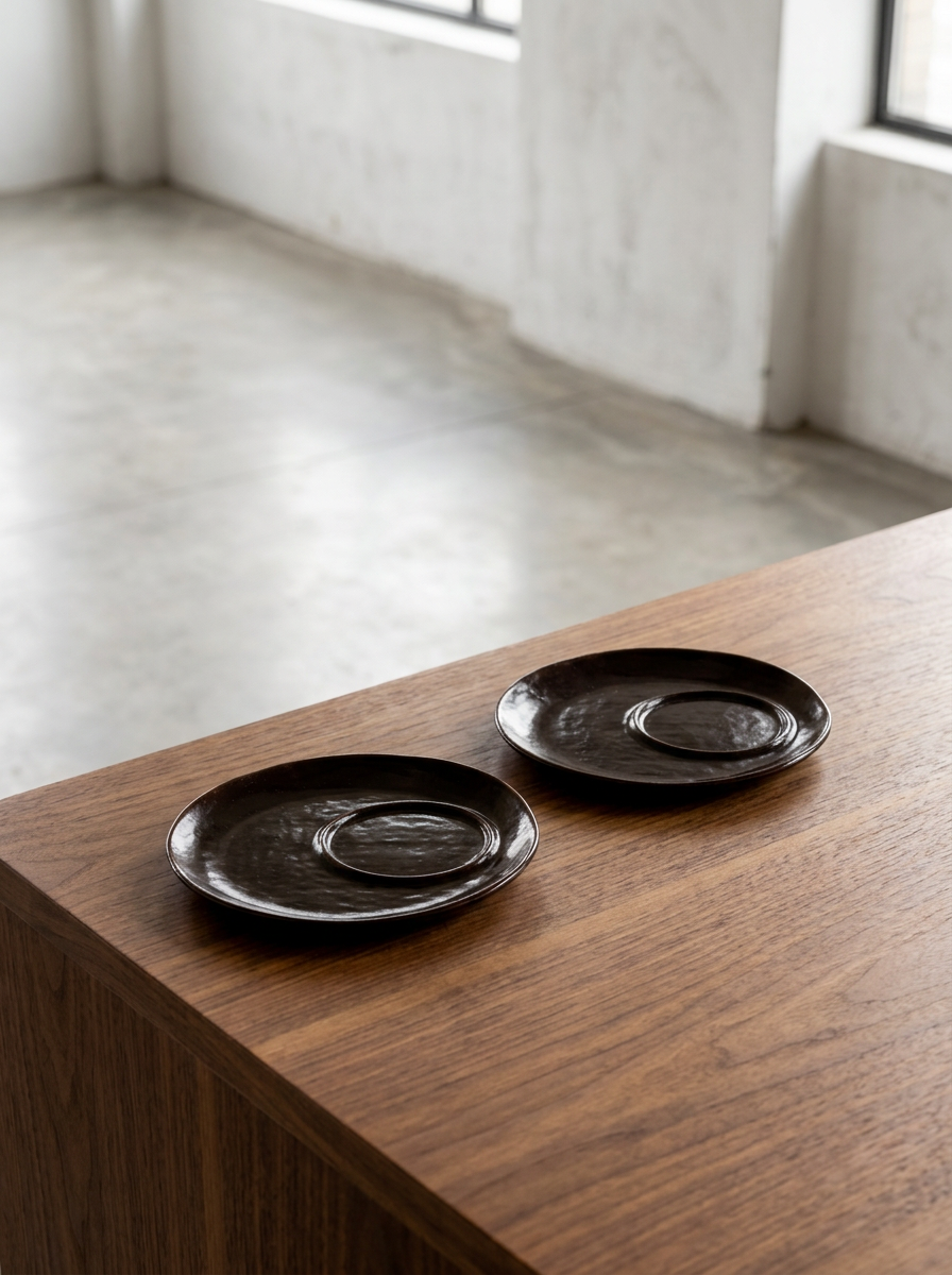 La Mère - Lot De 2 Soucoupes Pour Café Lungo - Grès - Ébène