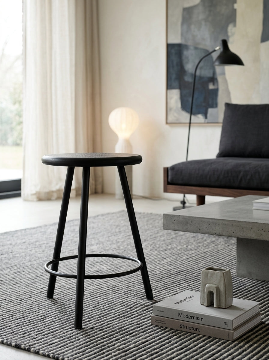 Furniture - Tabouret - S - Métal Et Bois - Noir