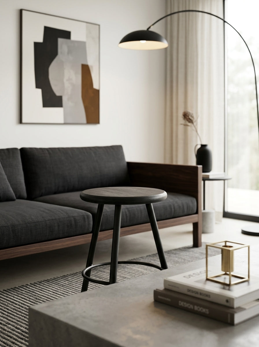 Furniture - Tabouret - S - Métal Et Bois - Noir