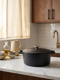 Round Cast-Iron Casserole Dish - Matt Black - 25cm
