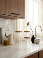 Set De 3 Bocaux En Verre Ronds Avec Couvercles En Bambou - Transparent