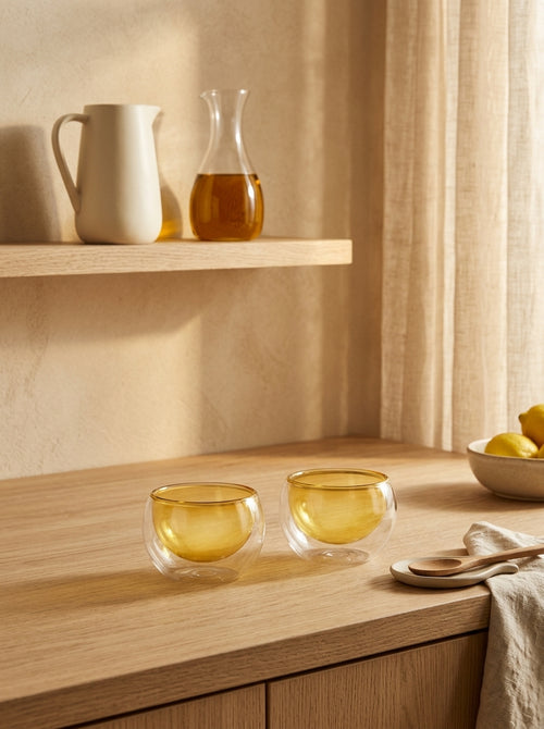 Monterey - Juego de 2 cuencos - Amarillo - Vidrio de borosilicato - 180 ml