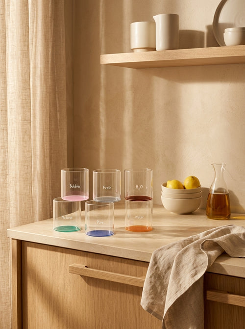 Monterey - Set De 6 Gobelets Colorés Avec Inscriptions - Verre Borosilicate - 250ml