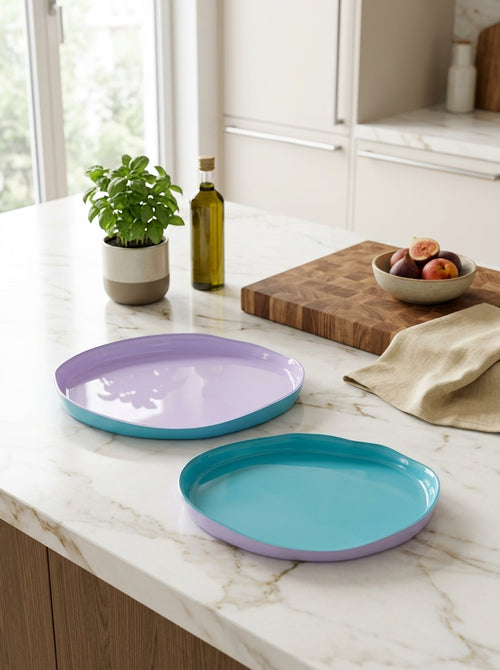 Balat - Set De 2 Assiettes - Lilas Et Turquoise - Verre Borosilicate