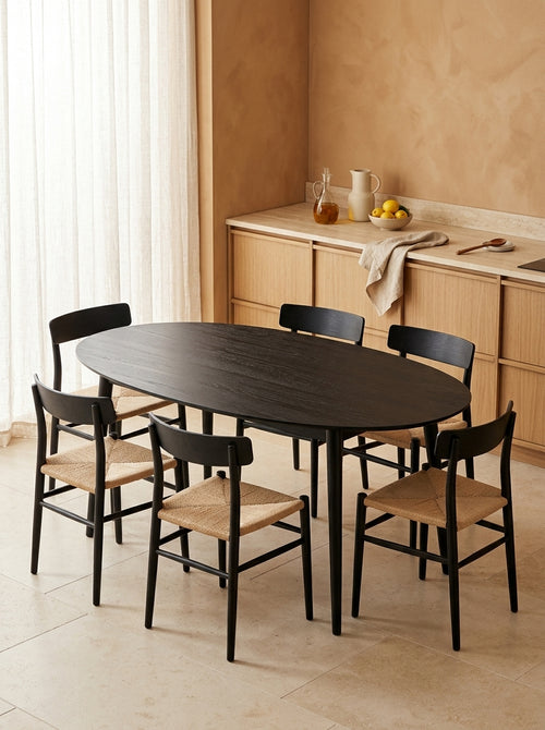 Eddy - Table Ovale 6 Personnes En Bois Noir