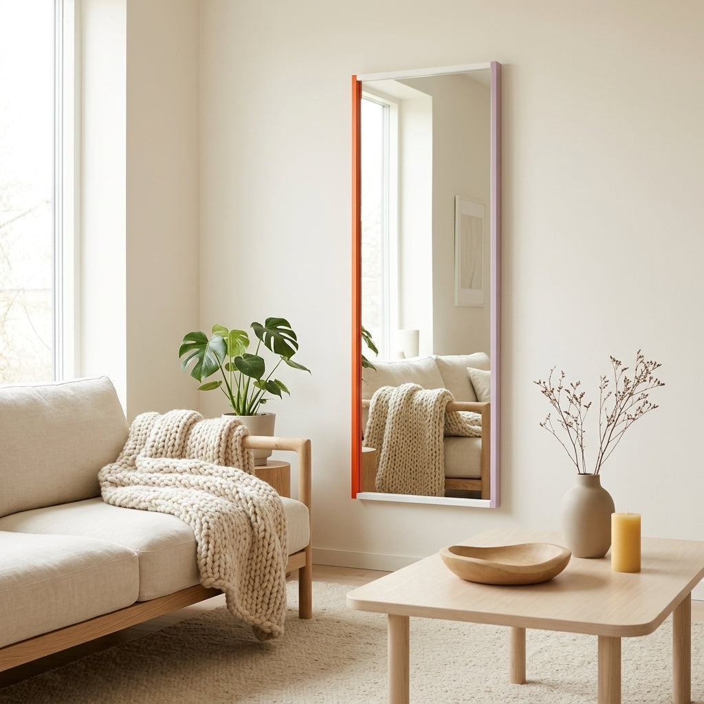 Lun Wall Mirror - Orange Peel & Pale Violet