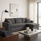 Cyrus - Reversible Convertible Corner Sofa with Storage - 4 Seater - Corduroy - Dark Grey