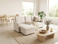 Meiya - Corner Sofa Bed with Storage - Fabric - Beige